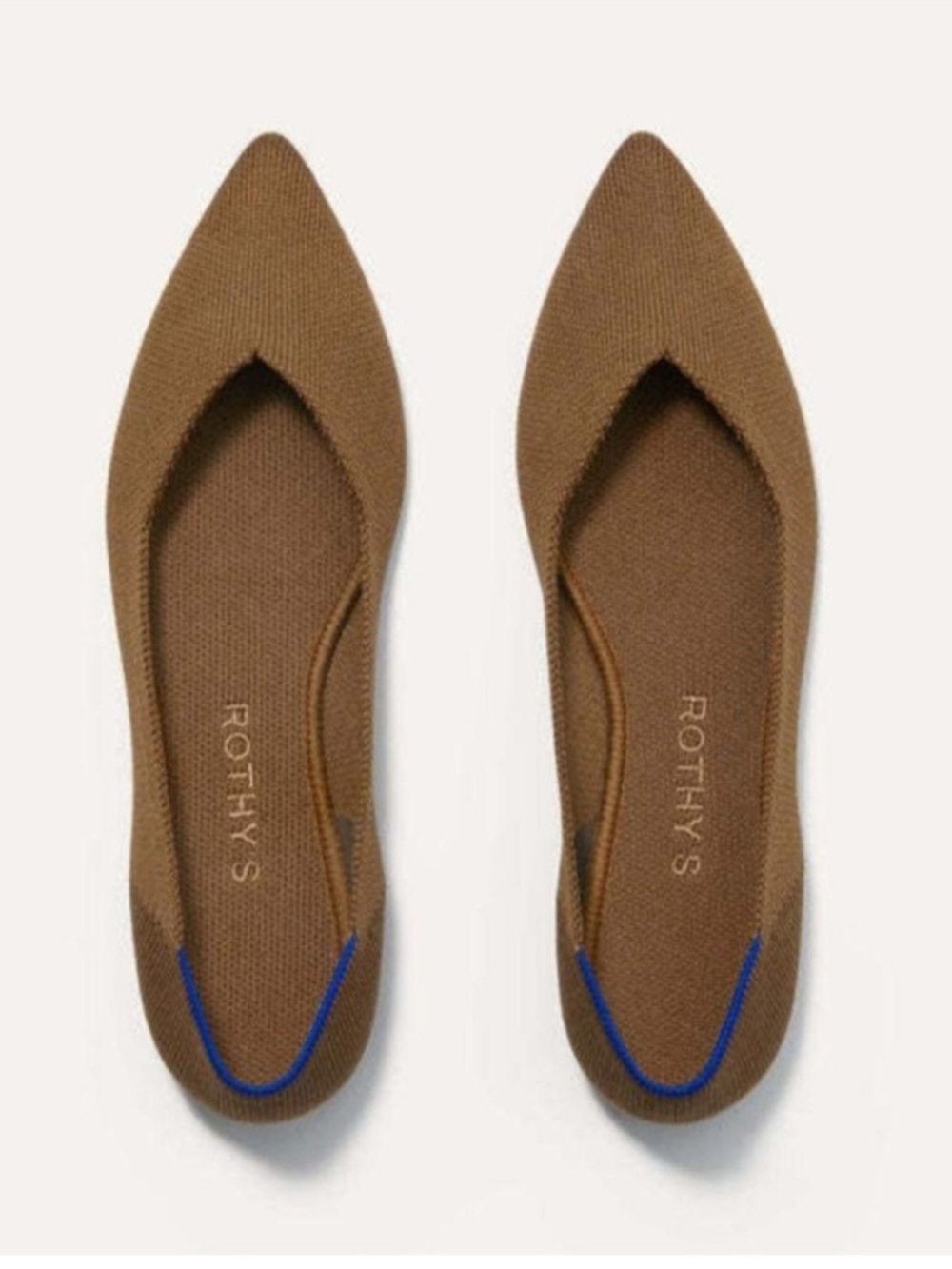 Rothy's Retired Point Knit Slip-On Flats in Driftwood Brown sz 10